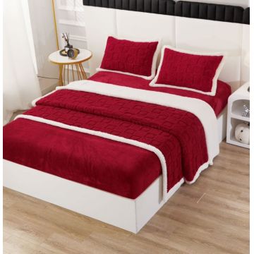 Lenjerie Pat Dublu Cocolino 4 Piese, cu Elastic, din Blanita Tricotata