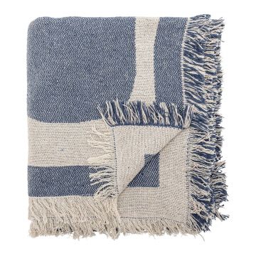 Pătură albastră/bej din bumbac reciclat 130x160 cm Ethan – Bloomingville