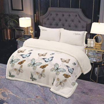 Patura Cocolino cu Blanita, Butterfly White 200x230 cm