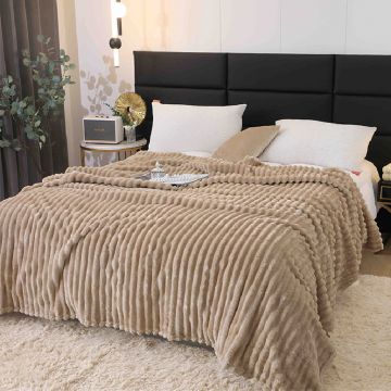 Patura Cocolino Groasa Stripe V4 Mink 200x230 cm