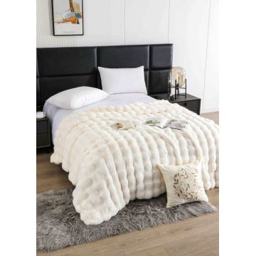 Patura Cocolino Premium cu Blanita de Iepure ,   Moale si Calduroasa, 200x230 cm