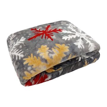 Pătură gri din micropluș/cocolino 150x200 cm cu model de Crăciun Polar Flakes – My House