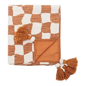 Pătură maro/bej din bumbac 130x150 cm Chola – Bloomingville
