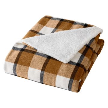 Pătură maro din sherpa 125x150 cm Ecossais – douceur d'intérieur