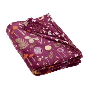 Pătură mov din micropluș/cocolino 130x170 cm Enchanted Twilight Animals – Catherine Lansfield