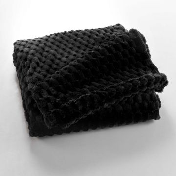 Pătură neagră din microflanel 125x150 cm Mini Frosty – douceur d'intérieur