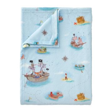 Pătură pentru copii albastră din micropluș/cocolino 150x200 cm Pirates – Belle & Boo
