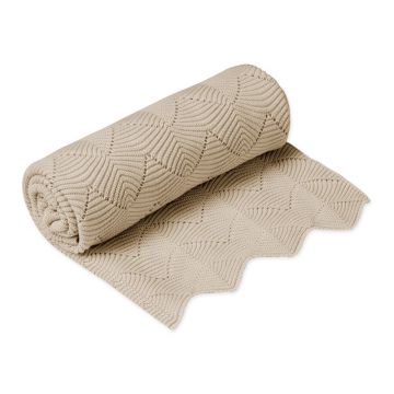 Pătură pentru copii, bej din bumbac organic tricotată 80x100 cm Almond – Cam Cam Copenhagen