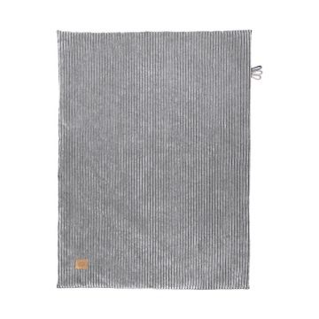 Pătură pentru copii gri din catifea reiată 100x77 cm – Meowbaby