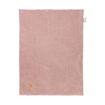 Pătură pentru copii roz din catifea reiată 100x77 cm – Meowbaby