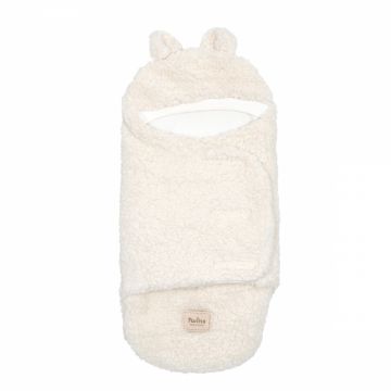 Patura plic din bumbac pentru bebelusi Twins Teddy bej