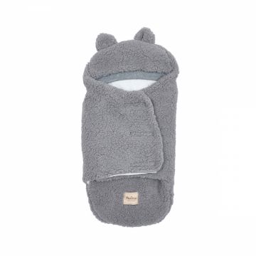 Patura plic din bumbac pentru bebelusi Twins Teddy gri