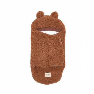 Patura plic din bumbac pentru bebelusi Twins Teddy maro