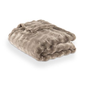 Pătură taupe din micropluș/cocolino 150x200 cm Wave – Tiseco Home Studio