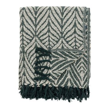 Pătură verde/bej din bumbac reciclat 130x160 cm Ugento – Bloomingville