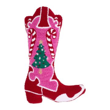 Pernă decorativă din material bouclé 48x35 cm cu model de Crăciun Santa's Howdy Christmas Boot – Catherine Lansfield