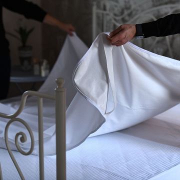 Protectie impermeabila pentru saltea Homibon Alb 200x200 cm, anti acarieni, lavabila la masina, bumbac cu membrana TPU