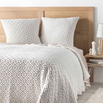 Set cuvertură și față de pernă alb-bej din jerseu 240x260 cm Joana – douceur d'intérieur