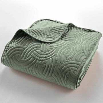 Set cuvertură și față de pernă verde din catifea 220x240 cm Solange – douceur d'intérieur