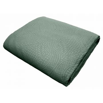 Set cuvertură și față de pernă verde din microfibră 220x240 cm Romane – douceur d'intérieur