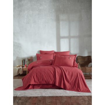 Set Cuvertura Pat Dublu Model Noris Red