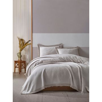 Set Cuvertura Pique Model Grace Light Grey