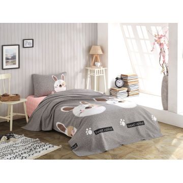 Set Cuvertura Pique pentru pat 1 Persoana Model Tavşancık