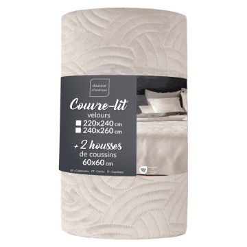 Set cuverturÄÈu0099i faÈu009BÄde pernÄcrem din catifea 240x260 cm Solange âu0080douceur d'intÃ©rieur