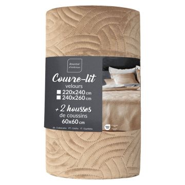 Set cuverturÄÈu0099i faÈu009BÄde pernÄmaro deschis din catifea 240x260 cm Solange âu0080douceur d'intÃ©rieur