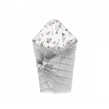 Wrap Babyhorn nou nascut paturica de infasat cu doua fete din bumbac si catifea Nature Grey
