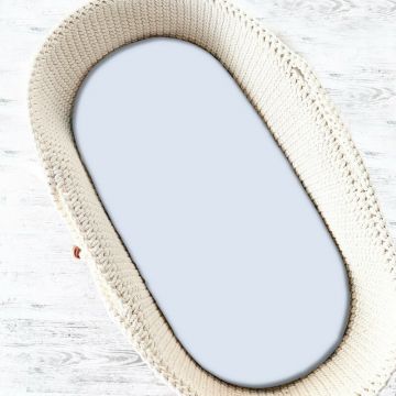 Cearceaf cu elastic, MimiNu, Pentru landou, carucior si cosulet, Dimensiune 80x35 cm, Din bumbac certificat Oeko Tex Standard 100, Colectia Royal, Blue