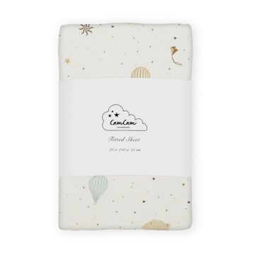 Cearceaf pentru copii, fildeș din bumbac organic pentru pătuț cu elastic 70x140 cm Dreamland – Cam Cam Copenhagen