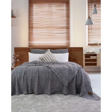 Cuvertura matlasata dubla, L'essentiel Maison, Oscar, Bumbac , Gri inchis