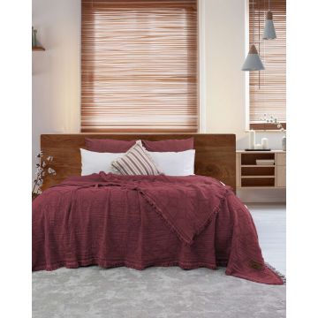 Cuvertura matlasata dubla, L'essentiel Maison, Oscar, Bumbac , Rosu
