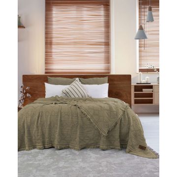 Cuvertura matlasata dubla, L'essentiel Maison, Oscar, Bumbac , Verde