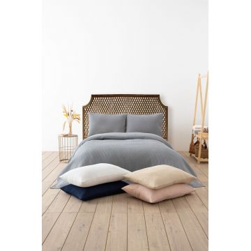 Cuvertura matlasata dubla, L'essentiel Maison, Waffle, 65% bumbac/35% poliester, Gri