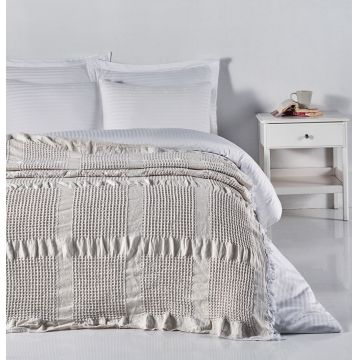 Cuvertura matlasata dubla, L'essentiel Maison, Waffle, Bumbac, Natural