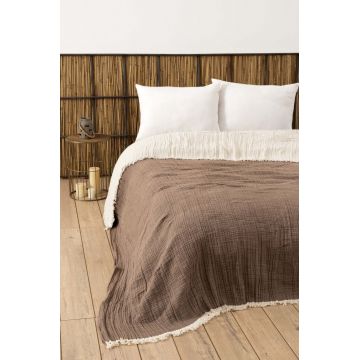 Cuvertura pentru Pat Dublu Model Muslin Brown