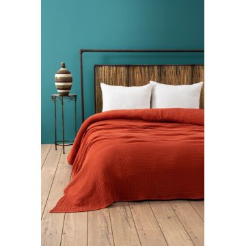 Cuvertura pentru Pat Dublu Model Muslin Tile Red (220 x 250)