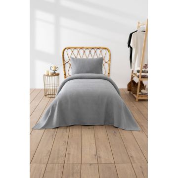 Cuvertura pique Single, L'essentiel Maison, Waffle, 65% bumbac/35% poliester, Gri