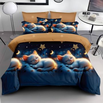 Lenjerie 3D Blue cat 6 Piese (Finet)
