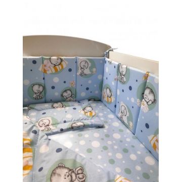 Lenjerie cu 5 piese pentru patut 120x60 cm Micul Ursulet