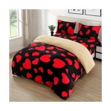 Lenjerie cu Elastic 180x200 Love Me, 4 Piese, cu Blanita (Cocolino)