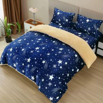 Lenjerie cu Elastic 180x200 Space Fly, 4 Piese, cu Blanita (Cocolino)
