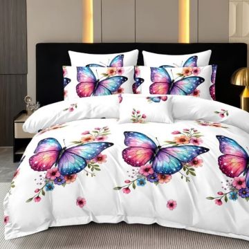 Lenjerie cu elastic 180x200cm, Lilivio, 4 Piese