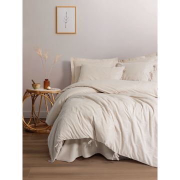 Lenjerie de pat dubla, L'essentiel Maison, Esmira, 25% in / 75% bumbac, Bej