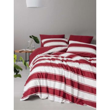Lenjerie de pat dubla, L'essentiel Maison, Jolly, Bumbac Ranforce, Rosu/Alb