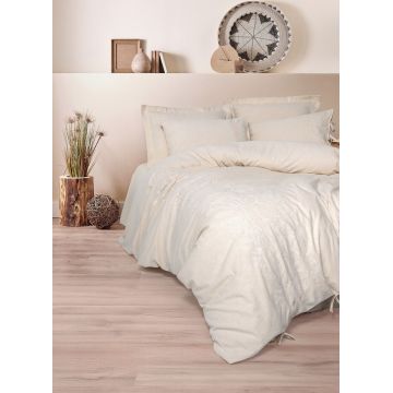 Lenjerie de pat dubla, L'essentiel Maison, Kivora, 25% in / 75% bumbac, Bej