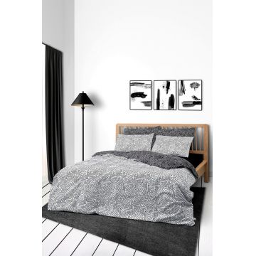 Lenjerie de pat dubla, L'essentiel Maison, Maze, Bumbac Ranforce, Negru