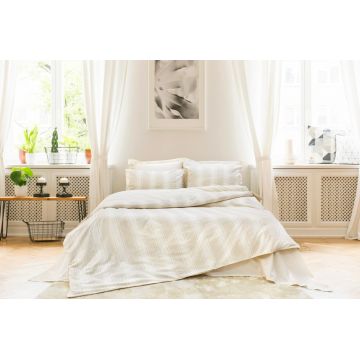 Lenjerie de pat dubla, L'essentiel Maison, Nenas, Bumbac, Bej